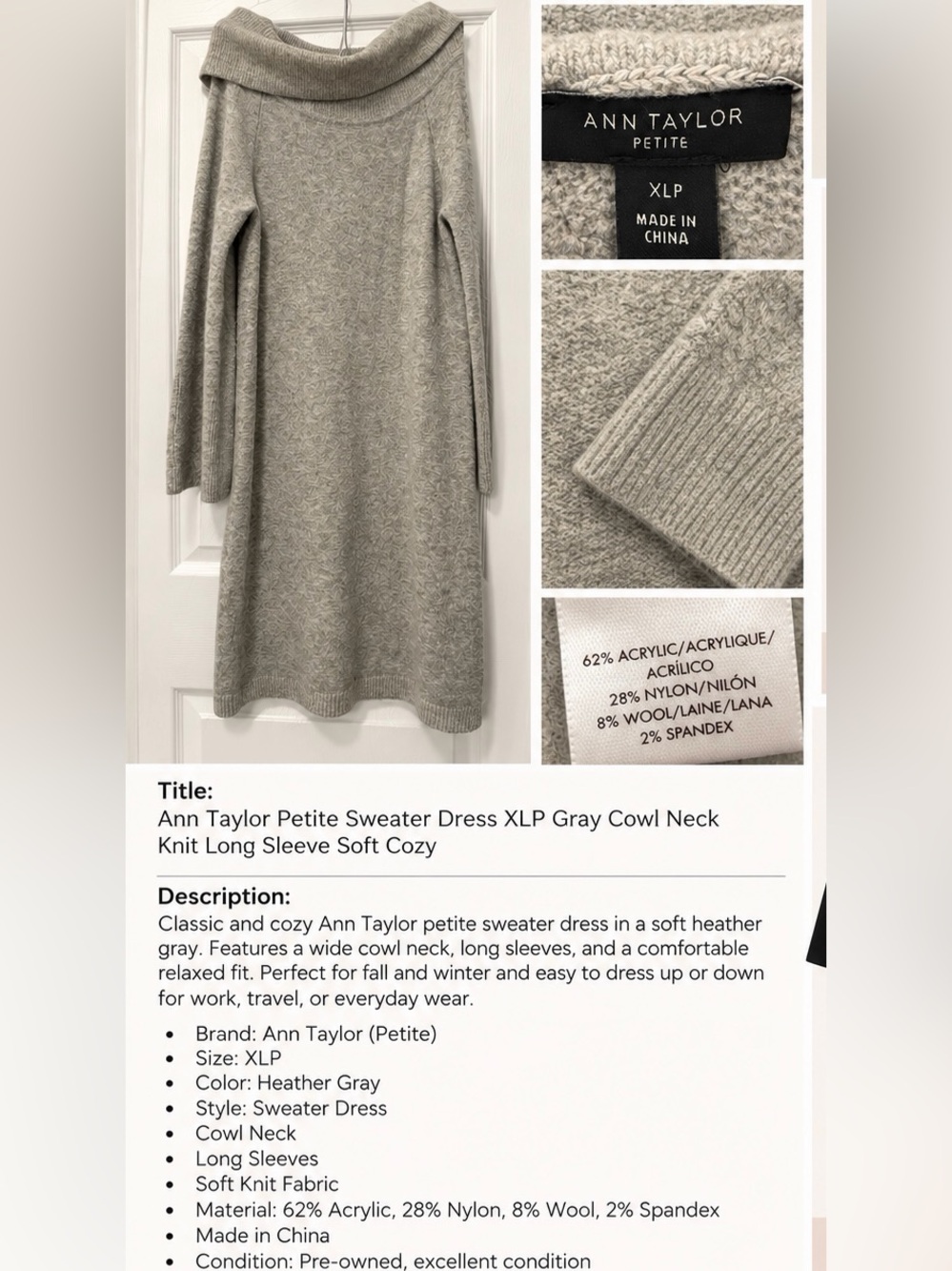 Ann Taylor Off-Shoulder Long Sleeve Sweater Dress - Light Gray